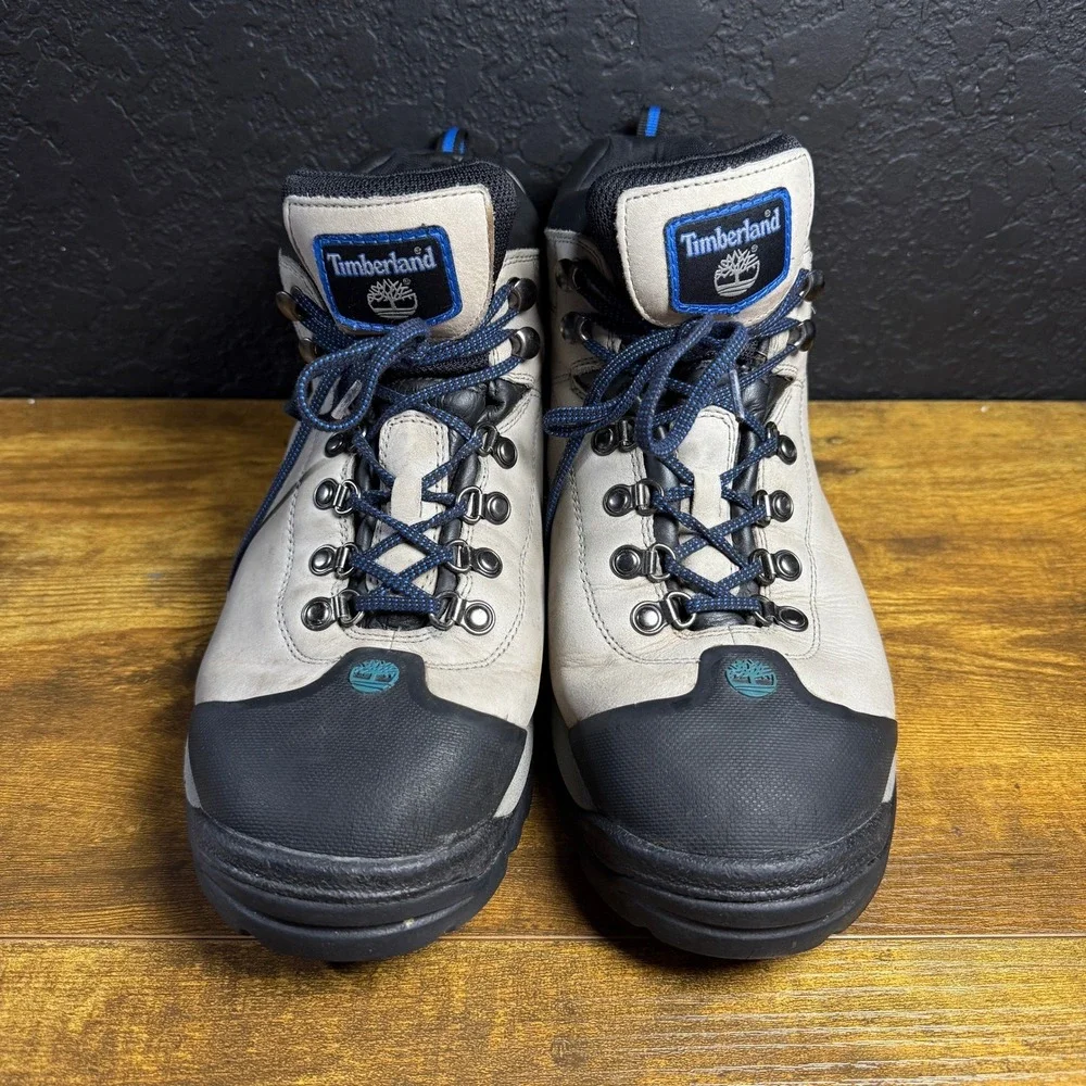 Timberland 11178 Grey Blue Leather Waterproof Hiking Boots Mens Size 12M